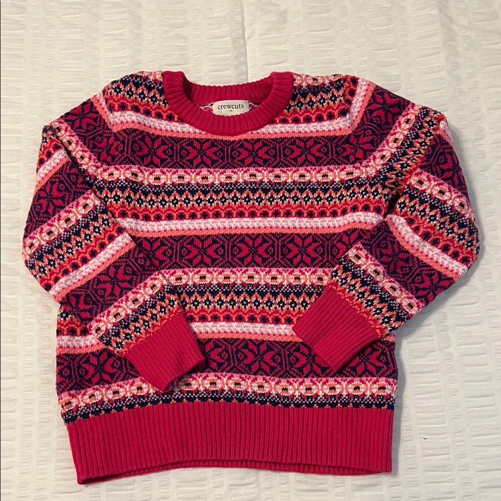 J. Crew Factory Kids' Pink and Navy Patterned Sweater
